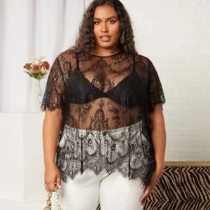 Shein Fit + Sheer Lace Top (minus bra) - NWT